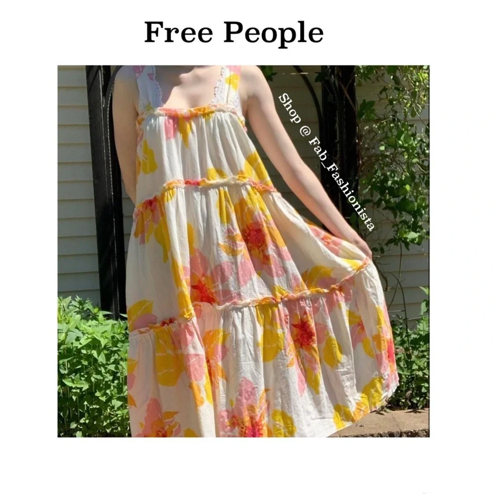 Free People Floral Midi Dress size XSmall